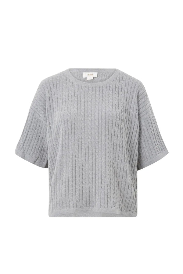 CERES LIFE SHORT SLEEVE SOFT CABLE KNIT-GREYMARLE