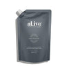 Al.ive Coconut and Wild Orange 1 litre refill pouch, showcasing sustainable packaging with 88% less plastic, against a white background.  available at Folk Road, West Kempsey NSW 2440.