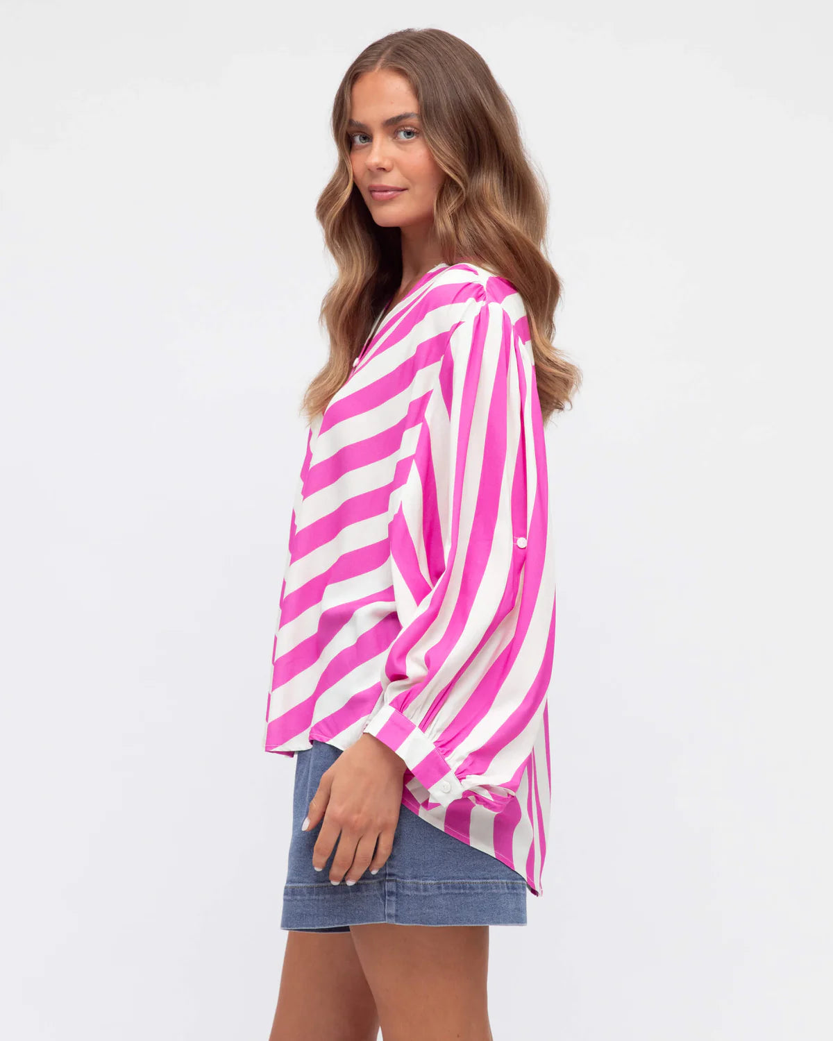 Candy Stripe Lines Long Shirt Dress