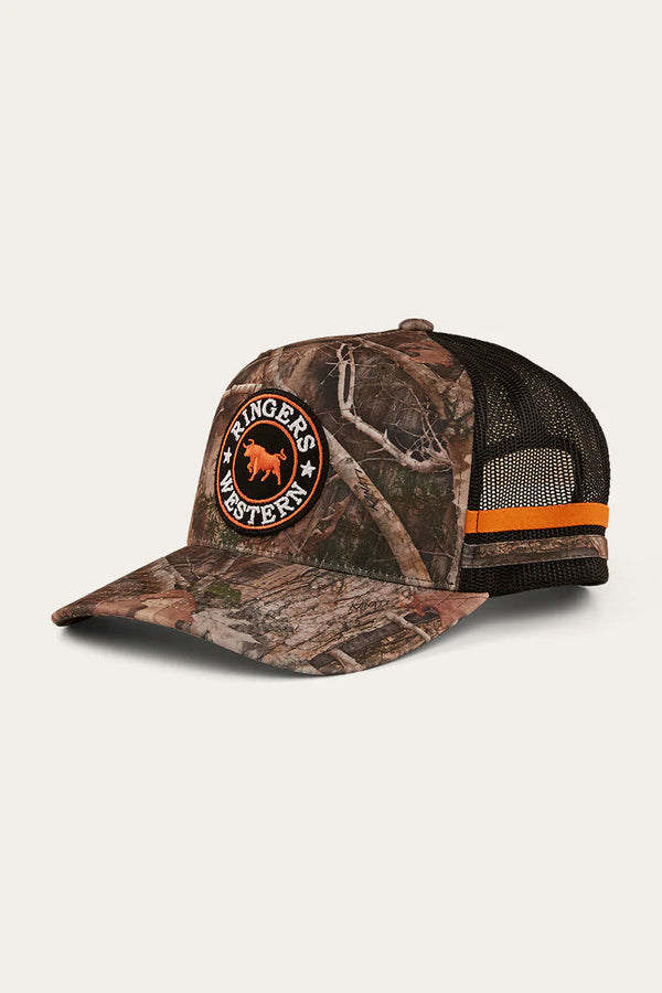 Ringers Western Mccoy Trucker Cap in Camo/Orange