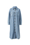 Long Sleeve Yoke Midi Denim Dress