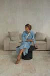 Long Sleeve Yoke Midi Denim Dress