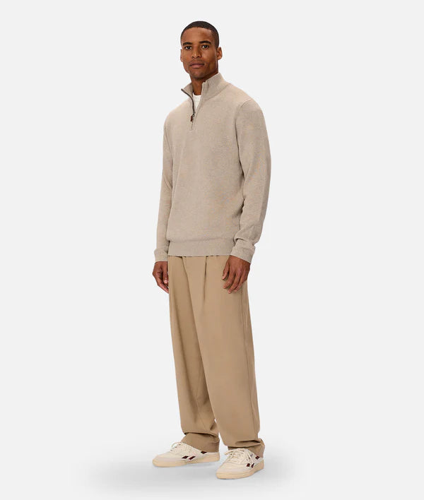The Lakewood Zip Neck Knit in Wheat