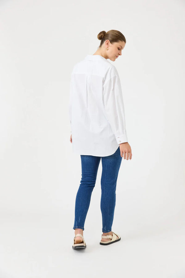 Studio Oversized Long Sleeve Shirt in White