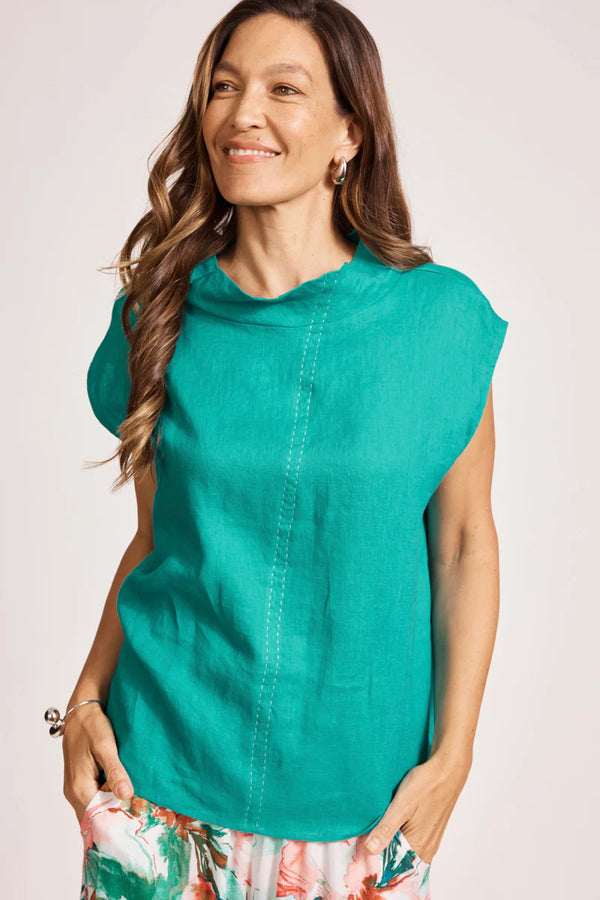 Women's Miramar Linen Top in Lagoon