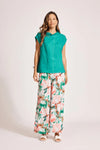 Women's Miramar Linen Top in Lagoon