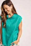 Women's Miramar Linen Top in Lagoon