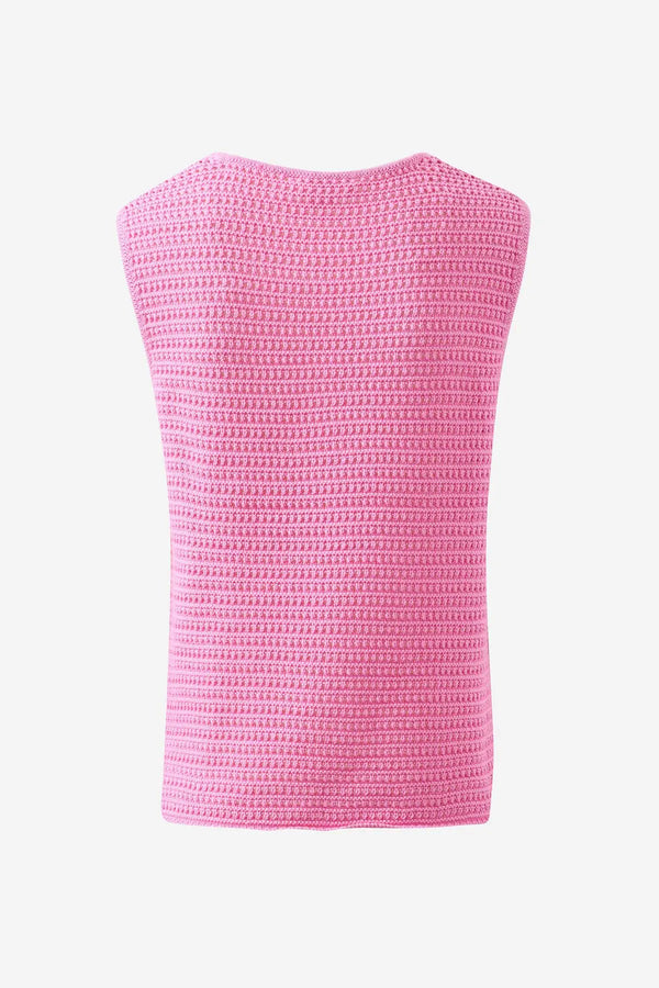 Margot Mesh Knit Tank in Hibiscus Pink