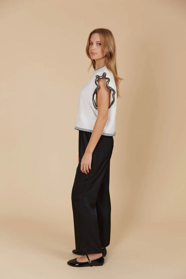 Isle of Mine Athena Frill Knit Top in Ivory