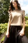 Isle of Mine Athena Frill Knit Top in Taupe