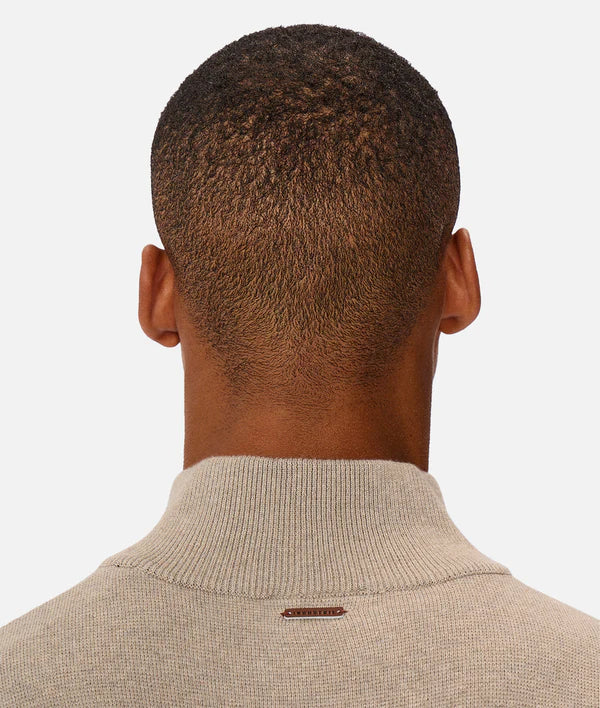 The Lakewood Zip Neck Knit in Wheat