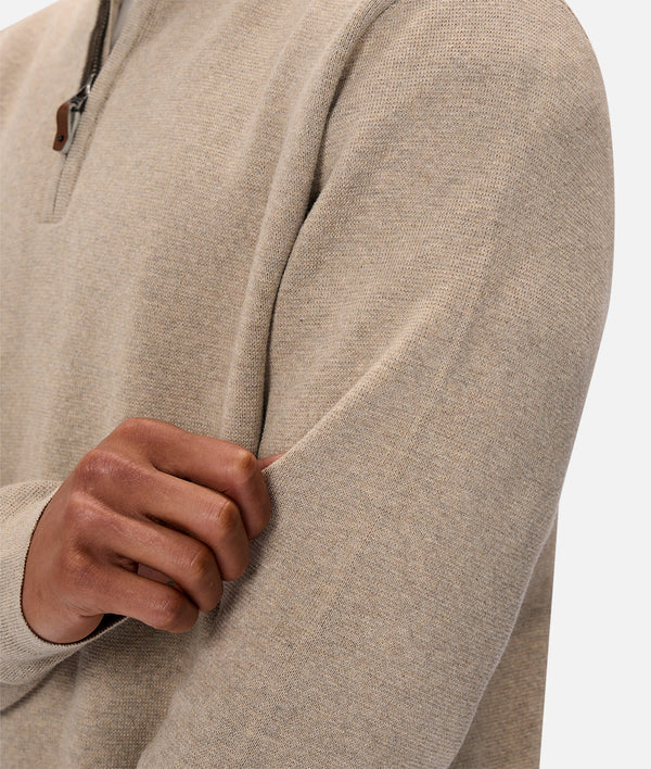 The Lakewood Zip Neck Knit in Wheat