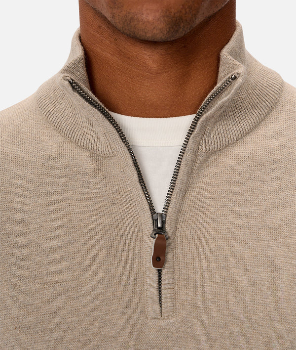 The Lakewood Zip Neck Knit in Wheat