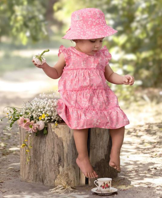 Kids Sunhat - Acacia in Scarlet