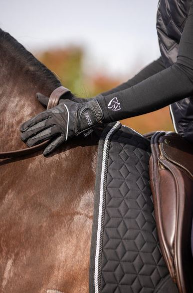 Ladies BARE Equestrian Active Rider Mesh Gloves in Black