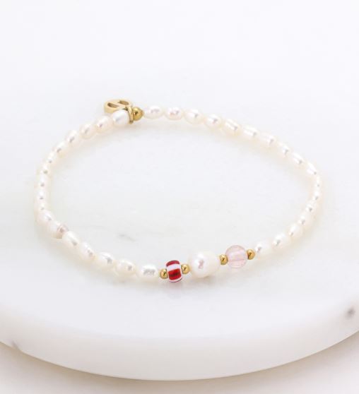 Amber Pearl Bracelet in Blush/Gold