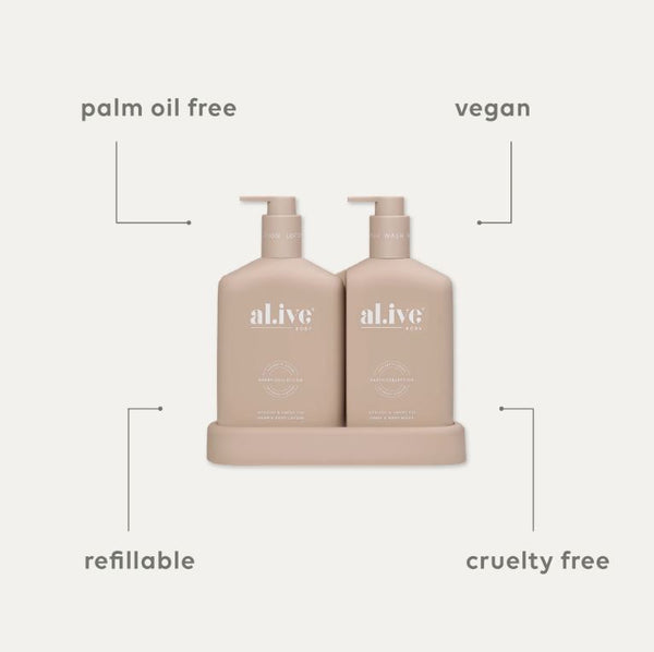 al.ive Body Bathroom Duo – Wash + Lotion | Apricot & Sweet Fig
