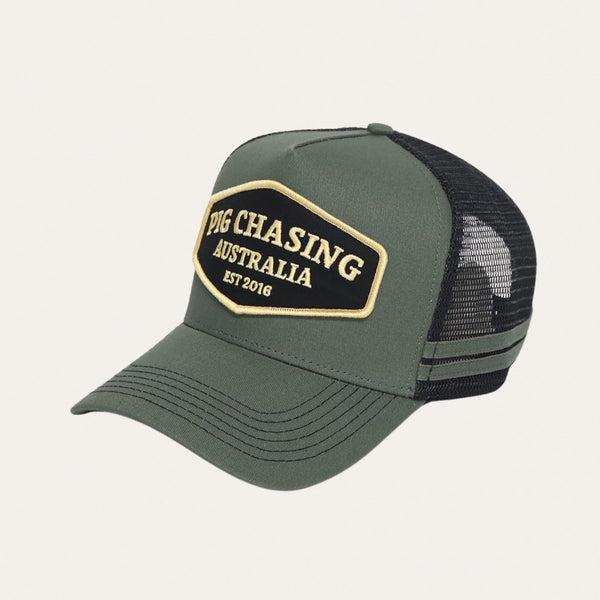 Army Green Trucker Cap - Pig Chasing Australia