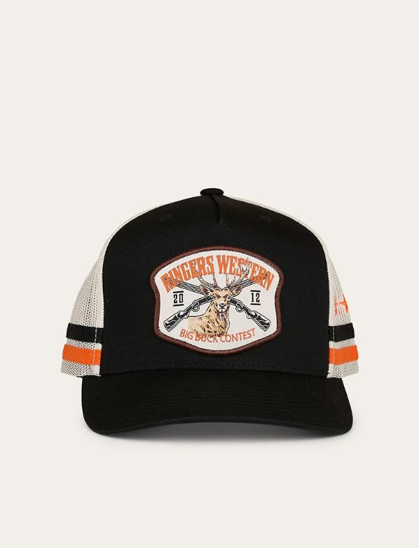 Mens Big Buck Deep Fit Trucker Cap in Black by Ringers Western