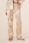 Elina Botanical Silky Satin PJ Set in Natural
