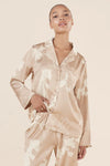 Elina Botanical Silky Satin PJ Set in Natural