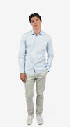 James Harper Long Sleeve Waffle Shirt in Soft Blue