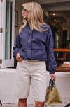 Ladies Olive Belted Denim Short in Fresh Sand