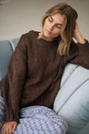 Ladies Sage Chunky Knit Crew Jumper in Chocolate
