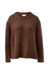 Ladies Sage Chunky Knit Crew Jumper in Chocolate