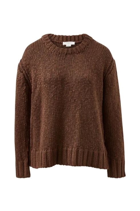 Ladies Sage Chunky Knit Crew Jumper in Chocolate