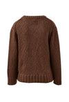 Ladies Sage Chunky Knit Crew Jumper in Chocolate