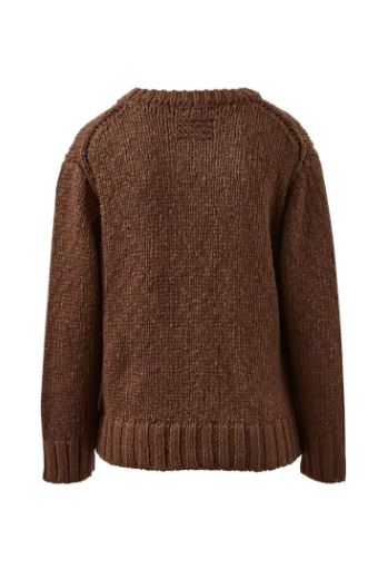 Ladies Sage Chunky Knit Crew Jumper in Chocolate