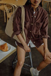 The Bobbi Side Pocket Denim Shacket in Chocolate