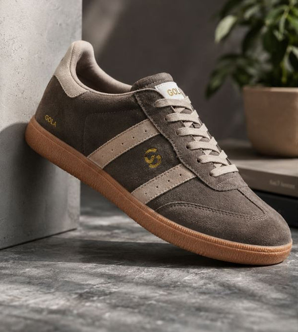 Men's 2001 Parallel Sneaker in Cobblestone / Dark Ivory Suede