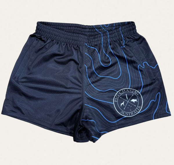 Pig Chasing Australia Contour Footy Shorts in Blue