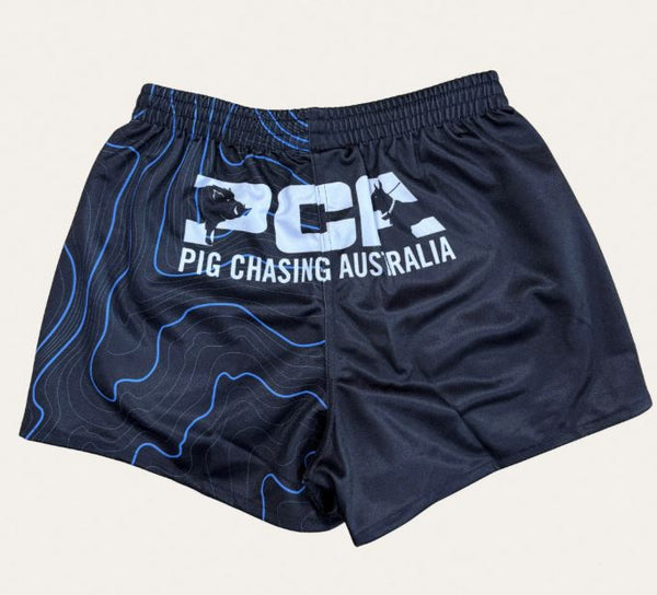 Pig Chasing Australia Contour Footy Shorts in Blue