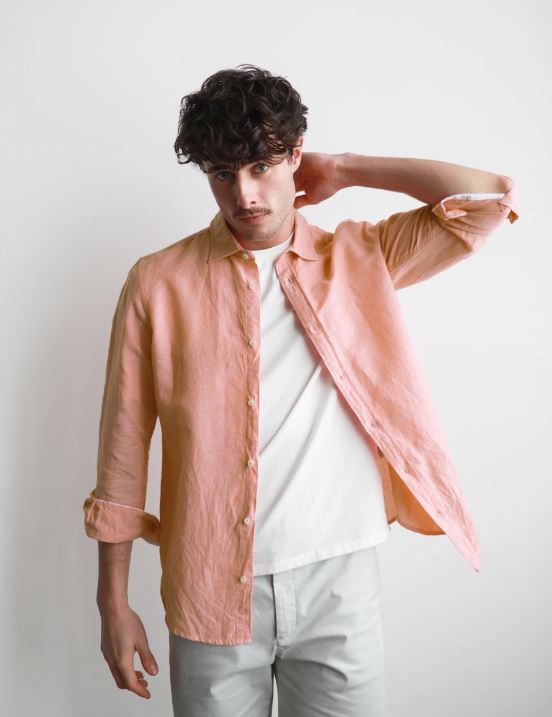 James Harper Men's Long Sleeve Shirt in Coral