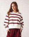 Cropped Slouchy Crew in Burgundy