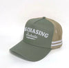 Pig Chasing Australia Cursive Trucker Cap in Green / Tan