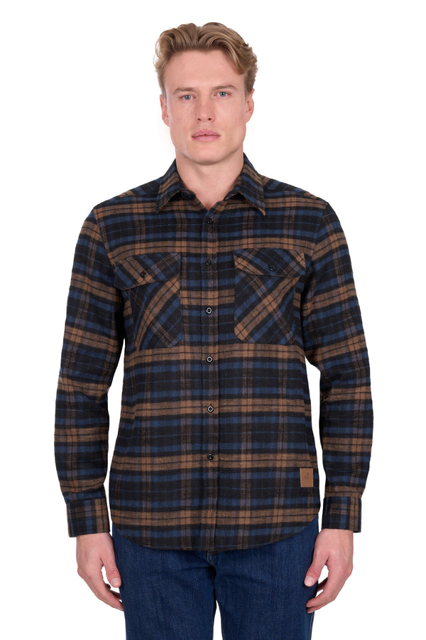 Men's Thomas Cook Dux-Bak Thermal Long Sleeve Shirt in Navy/Dark Tan