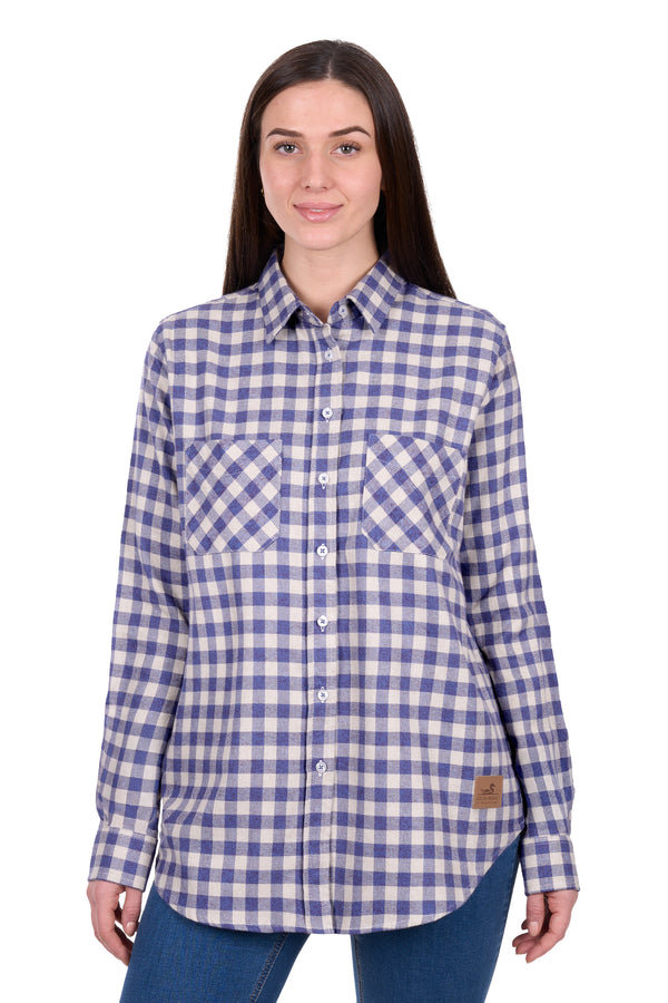 Women's Dux-Bak Joyce Thermal Long Sleeve Shirt in Purple/White
