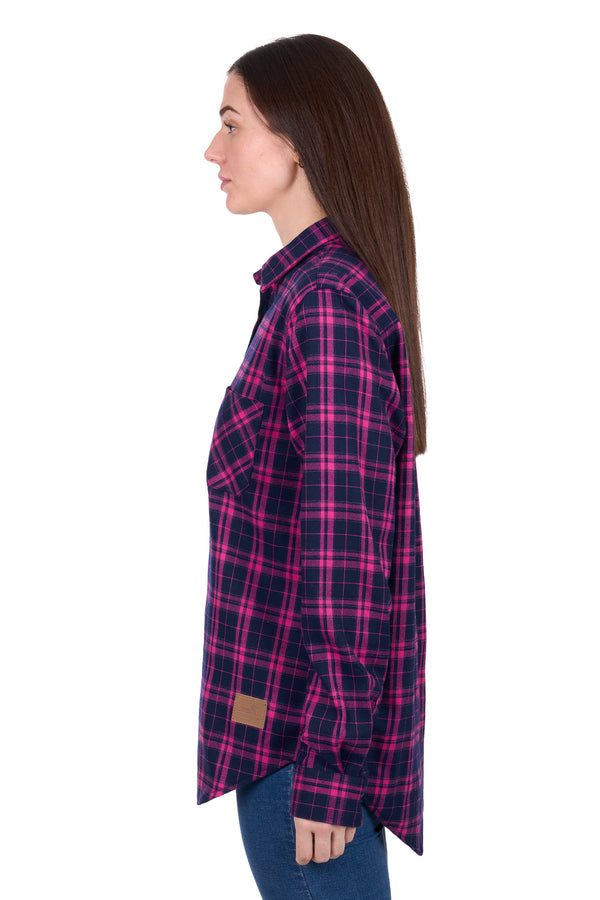 Women's Sybel Thomas Cook Dux-Bak Thermal Long Sleeve Shirt in Pink/Navy