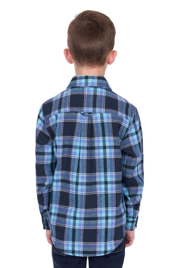 Kids Dux-Bak Camden Termal Long Sleeve Shirt in Navy/Teal