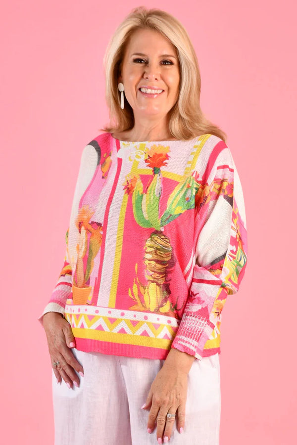 Opera Top in Cactus Bloom