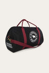 Gundagai Duffle Bag in Black & Maroon with White Print