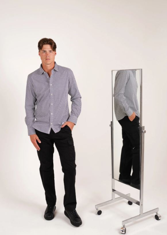 Men's Eden Long Sleeve Shirt in Navy