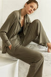 Gingerlilly Sleepwear - Emilia Ribbed Lounge PJ set in Olive