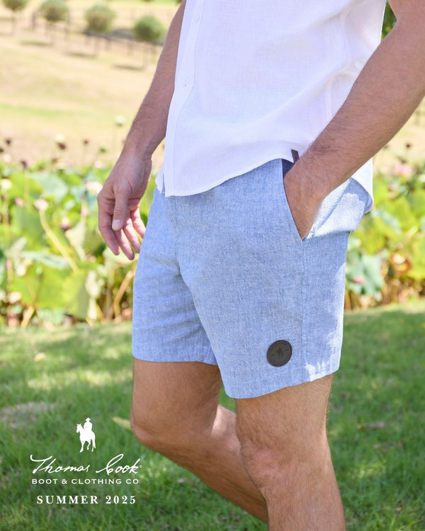 Thomas Cook Men's Felix Linen Shorts in Chambray