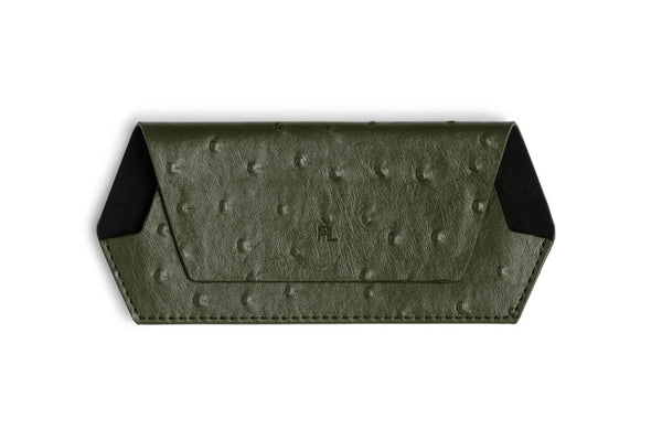 FOX AND LEO - Glasses Case in Ostrich Print - Olive