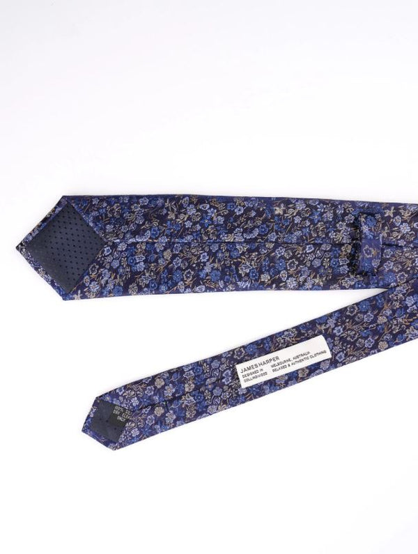 Men's Tie - Silk Floral in Garden Blue